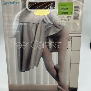 VTG JCPenney Pantyhose Sheer Caress Silky Sheer deep brown Average Contr…